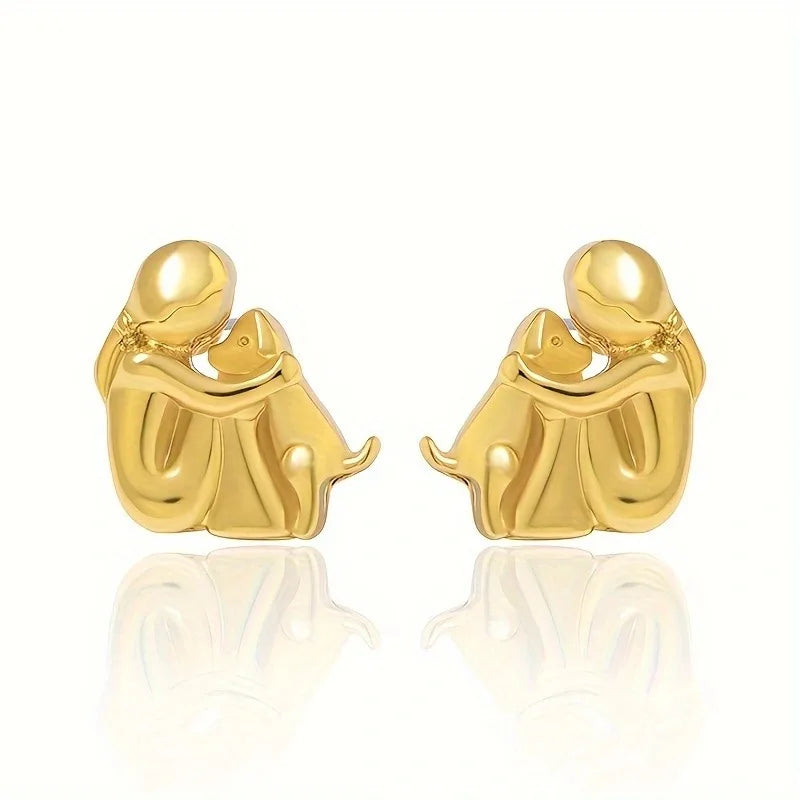 Pendientes huggie bicolor plata y oro