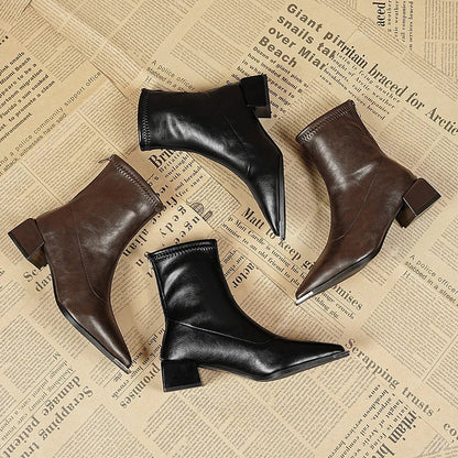 Verona | Botines de punta con tacón ancho y plataforma