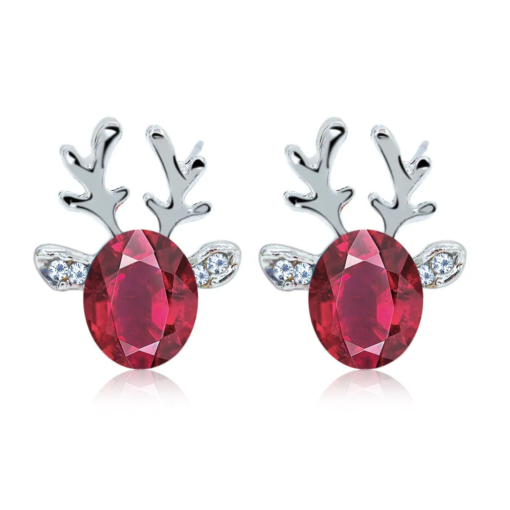 Pendientes de cristal reno festivo