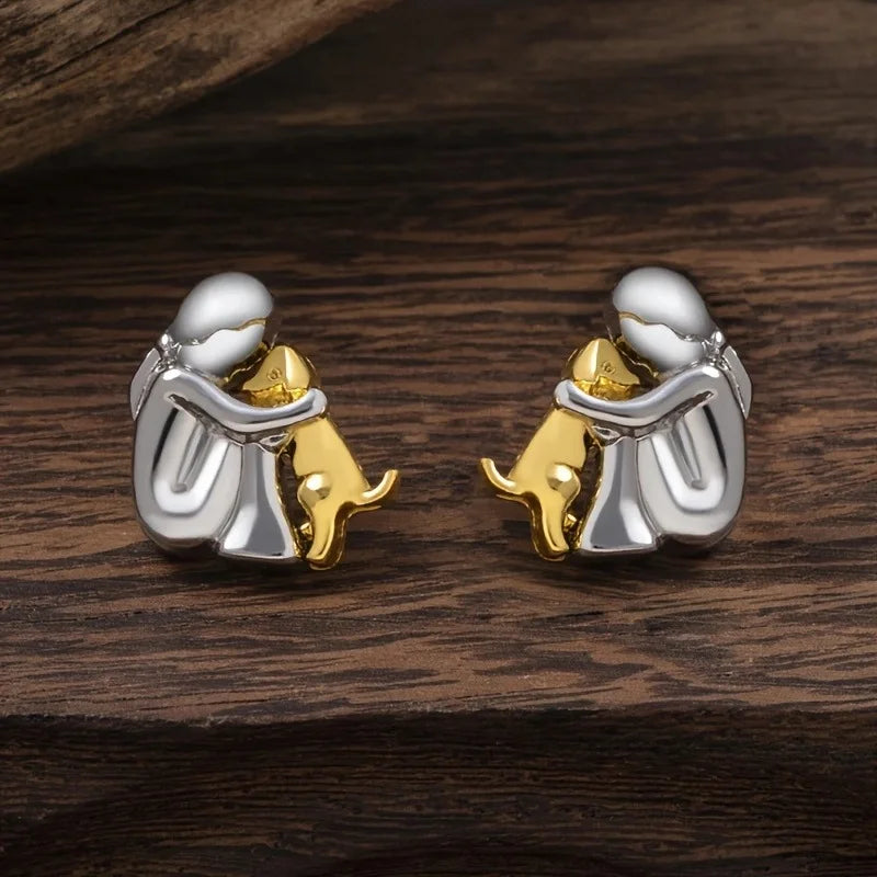Pendientes huggie bicolor plata y oro