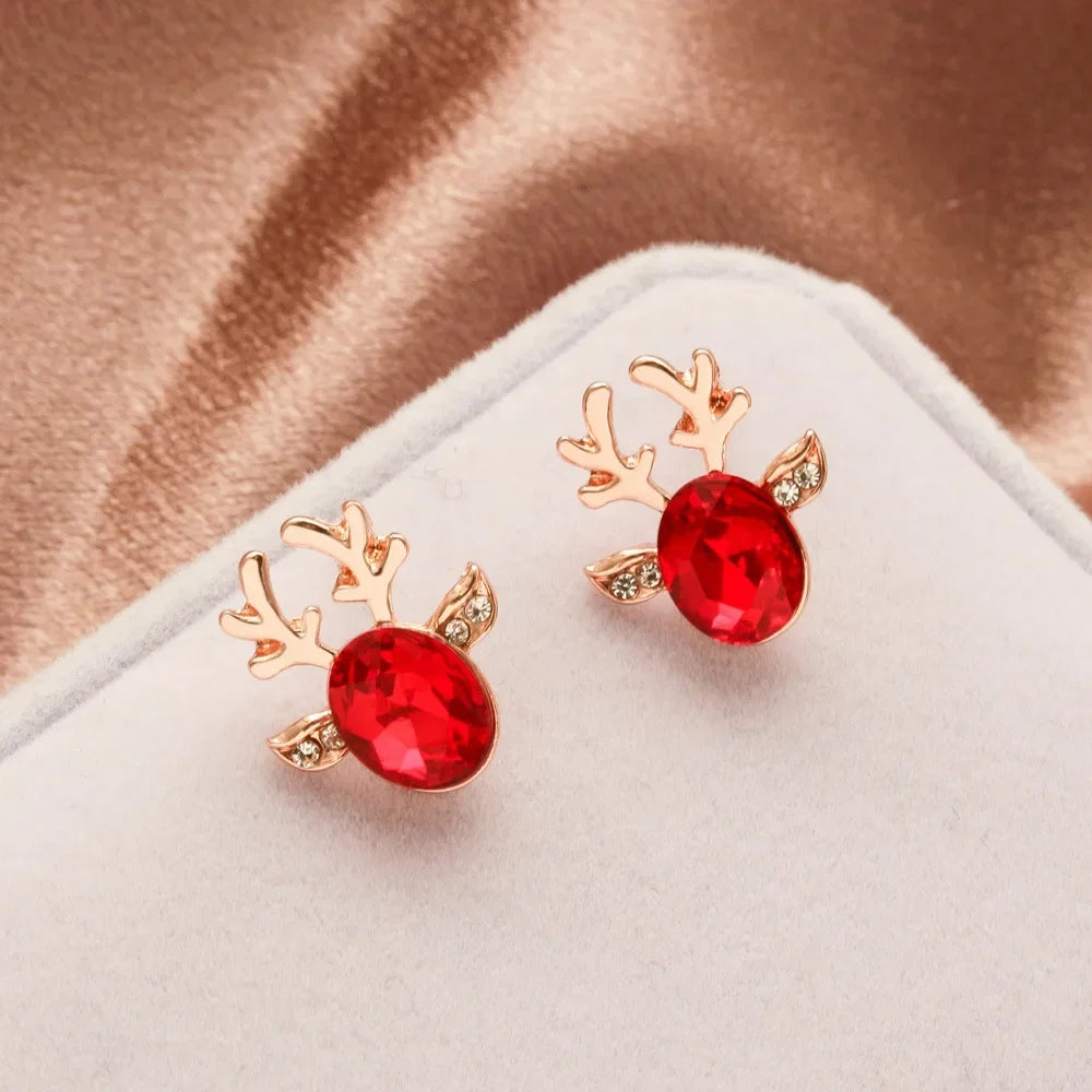 Pendientes de cristal reno festivo