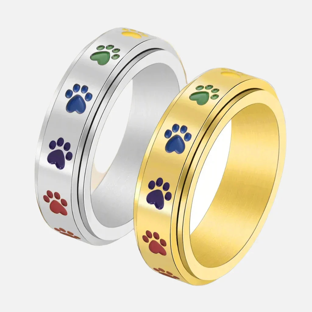 Anillo antiestrés giratorio con huellas