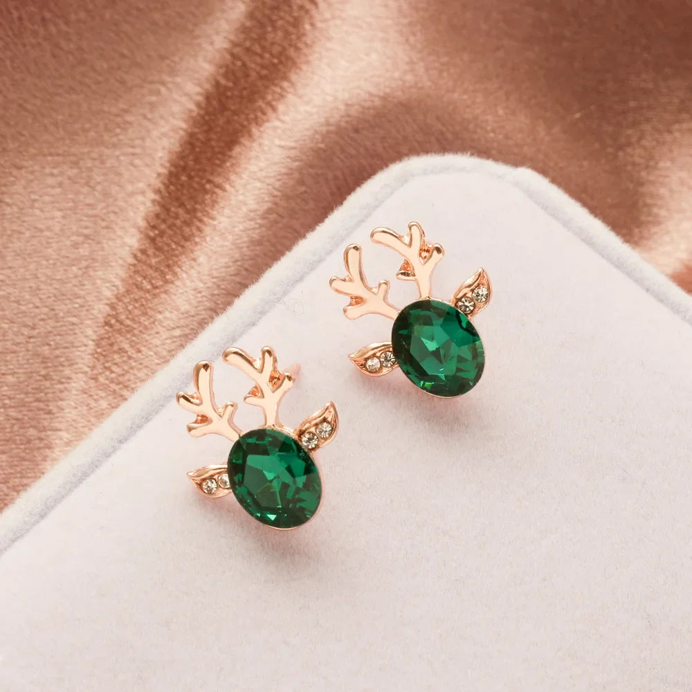 Pendientes de cristal reno festivo