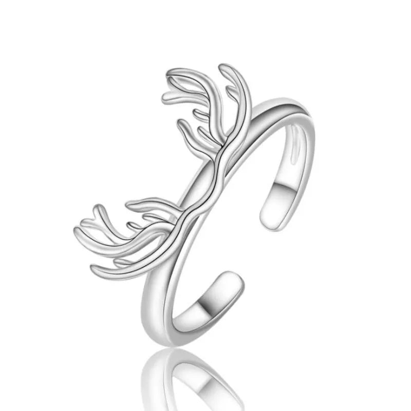 Anillo de asta de ciervo en plata de ley