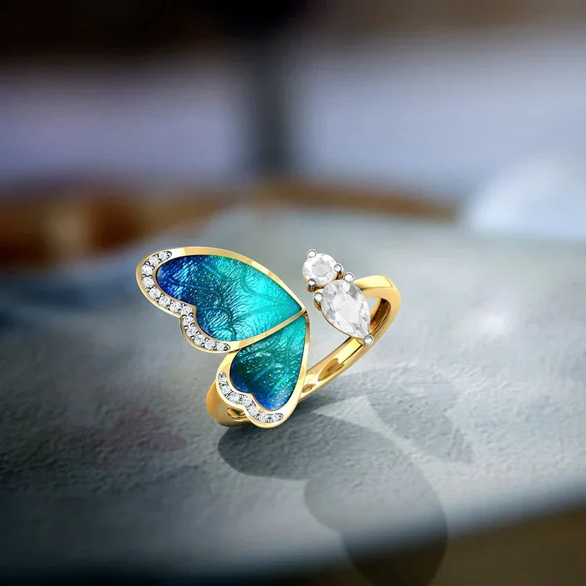 Anillo de mariposa azul