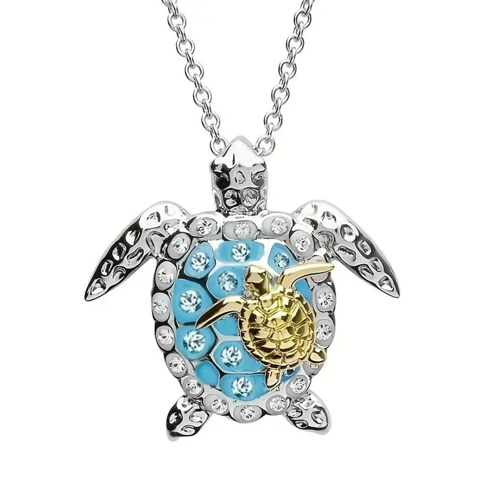 Colgante de tortuga marina en plata vintage