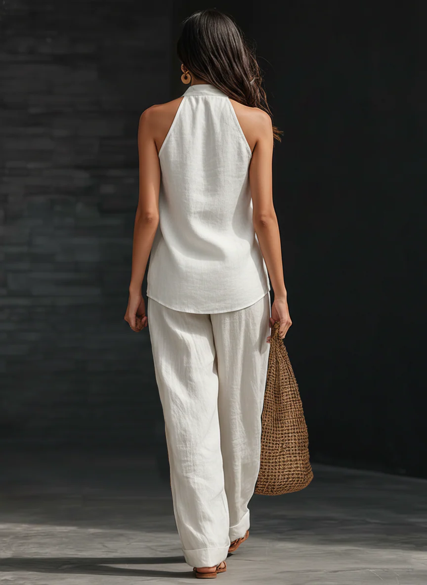 Carlotta | Conjunto elegante sin mangas con pantalón ancho