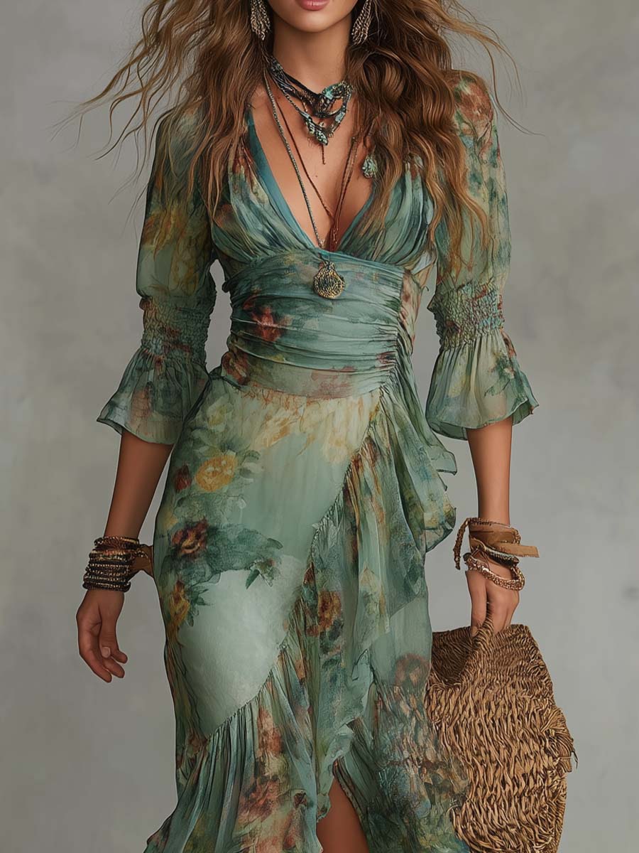 Vestido largo verde Antonia