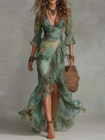 Vestido largo verde Antonia