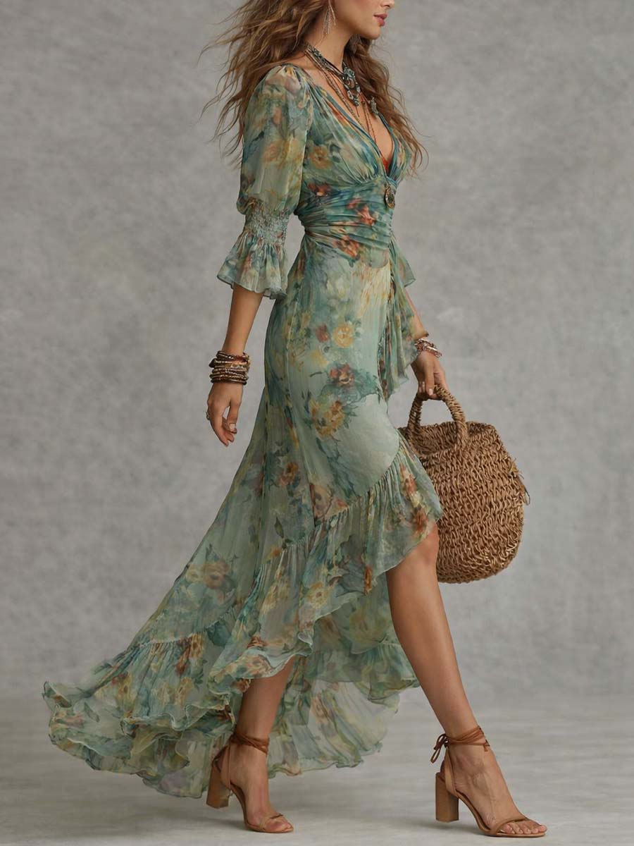 Vestido largo verde Antonia