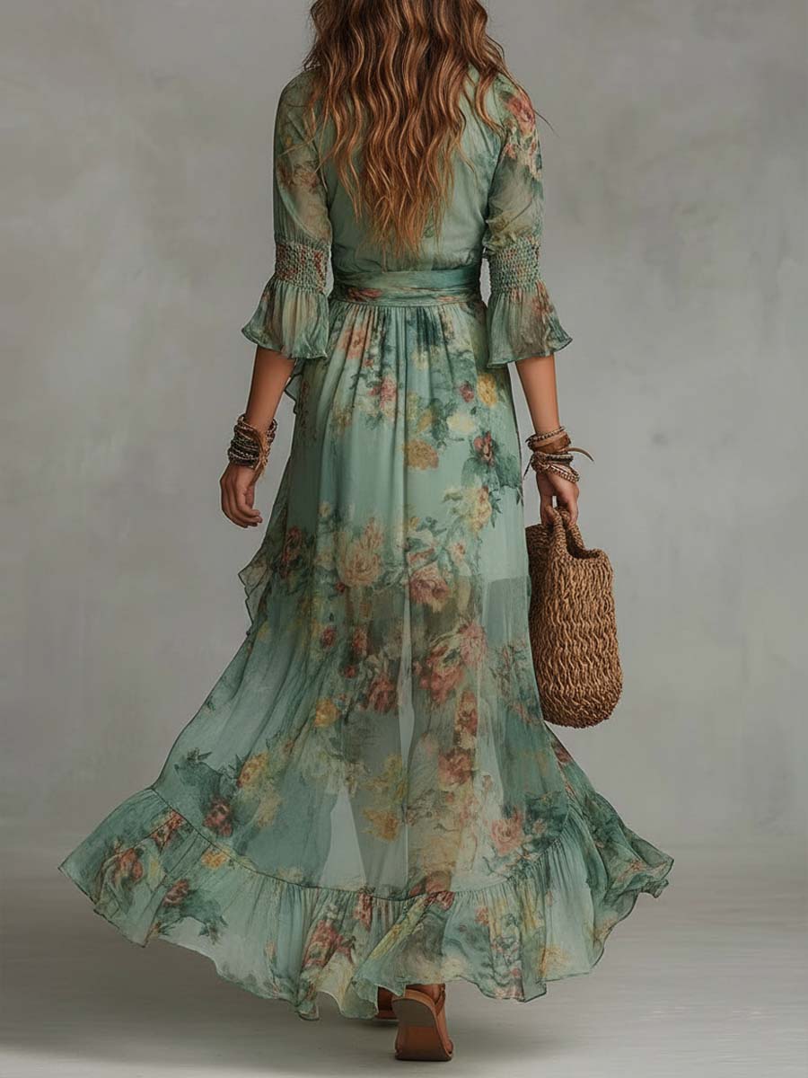 Vestido largo verde Antonia