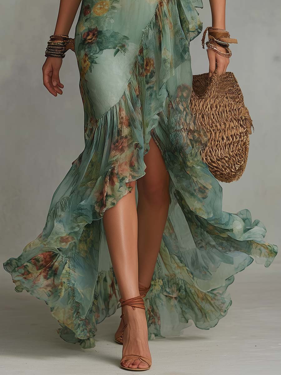 Vestido largo verde Antonia