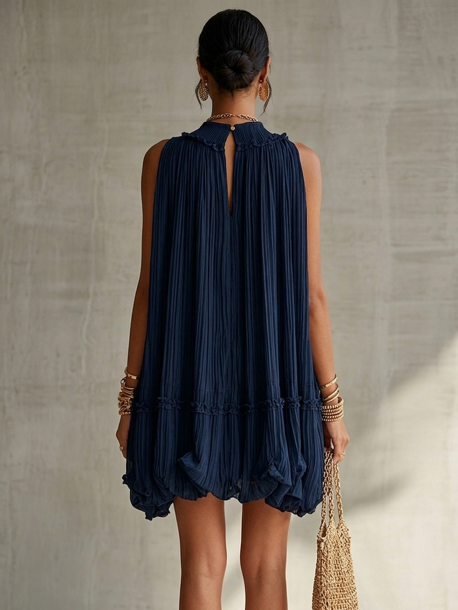 Yasmina | Minivestido de gasa con cuello americano y falda abullonada