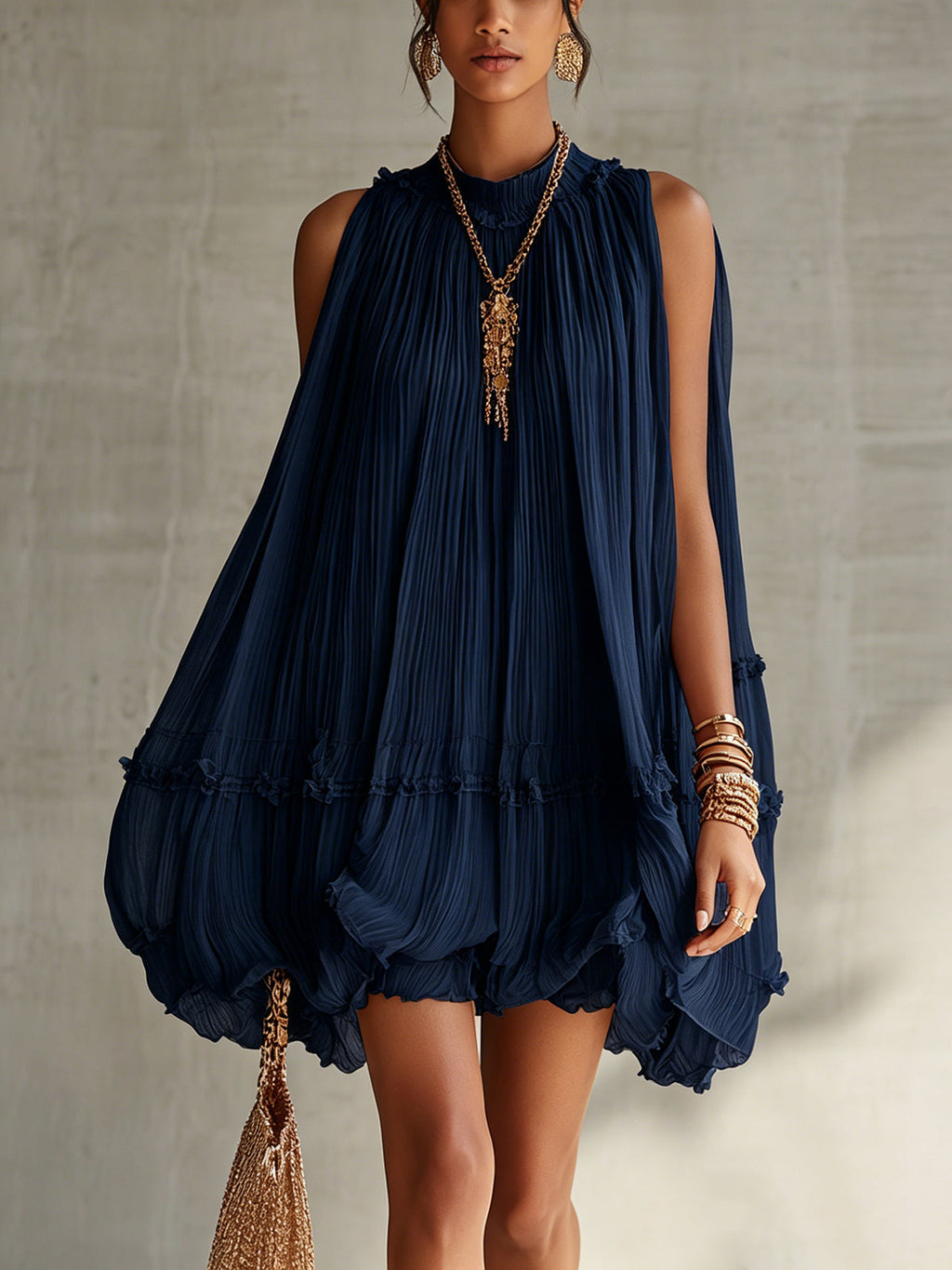 Yasmina | Minivestido de gasa con cuello americano y falda abullonada