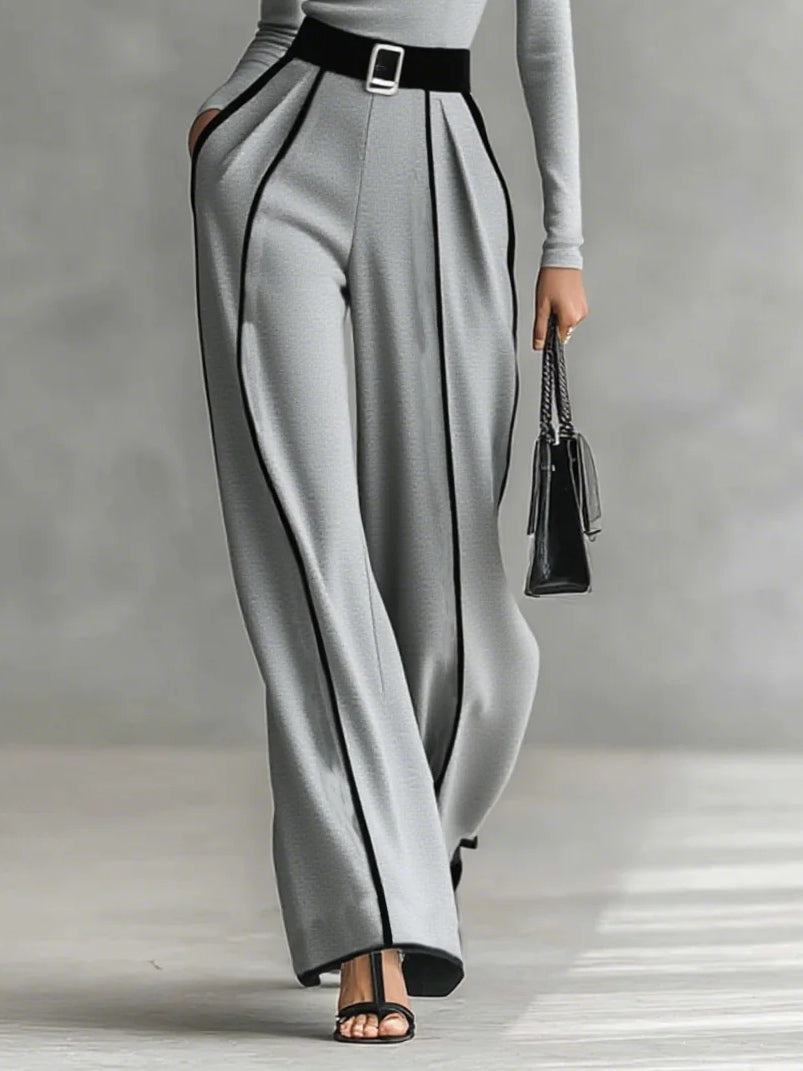 Pilar | Conjunto de cuello alto con ribetes blancos y pantalón ancho