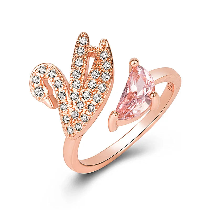 Anillo de cisne en cristal, ajustable