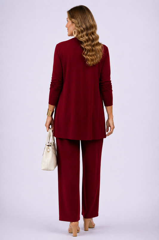 Donatella | Conjunto de mujer 3 piezas blanco y rojo