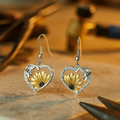 Pendientes boho de corazón con girasol y abeja