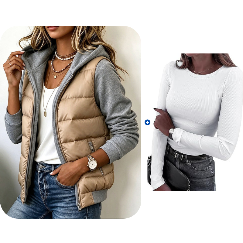 Noa | Chaqueta acolchada con capucha color block