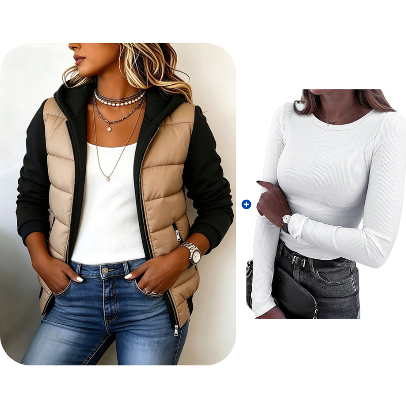 Noa | Chaqueta acolchada con capucha color block