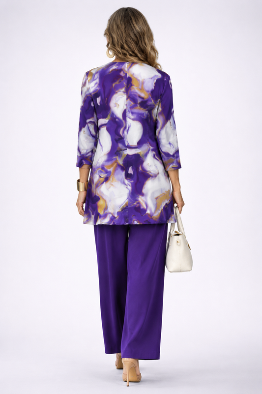 Serena | Conjunto de mujer 3 piezas morado y blanco