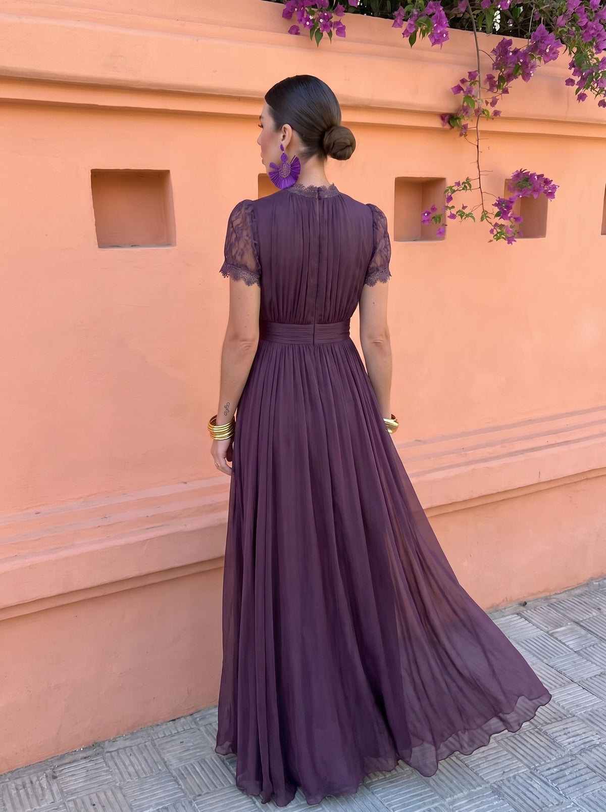 Vestido largo de gasa Cayetana