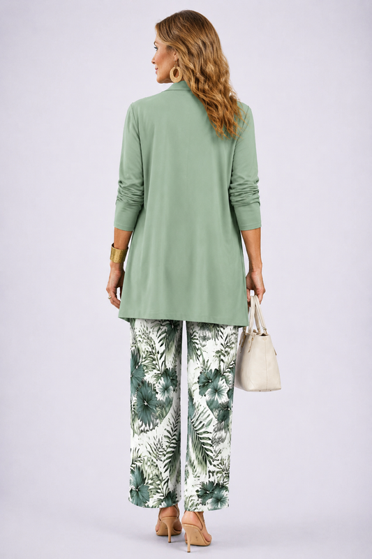 Loredana | Conjunto de mujer 3 piezas verde y blanco