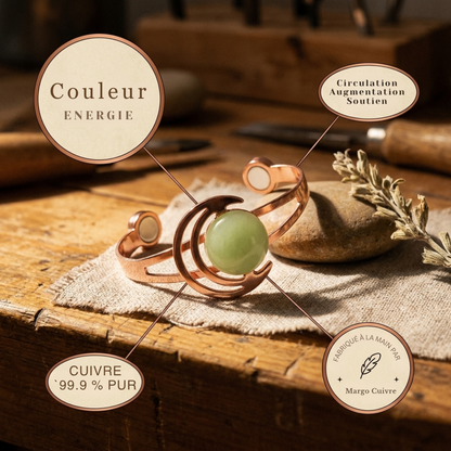 Pulsera de cobre con piedra verde
