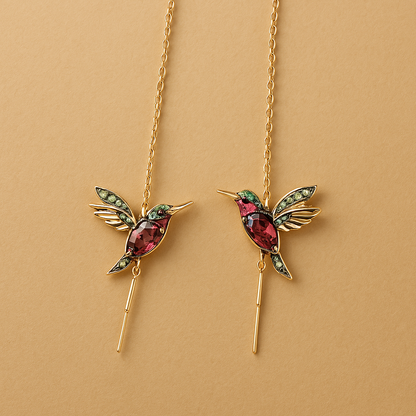Pendientes de colibrí en esmalte y circonita