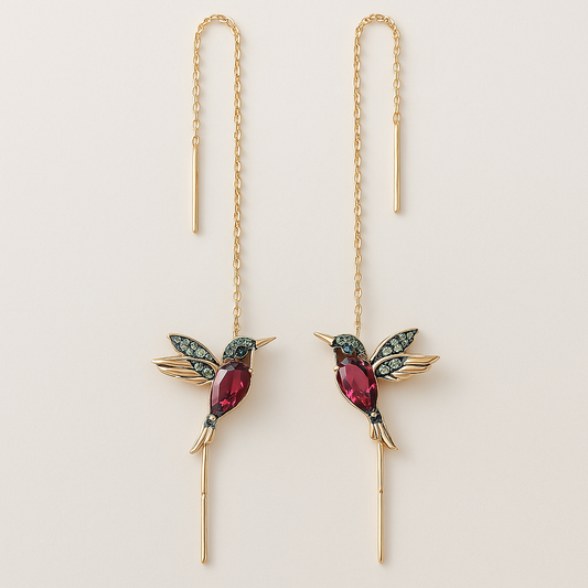 Pendientes de colibrí en esmalte y circonita