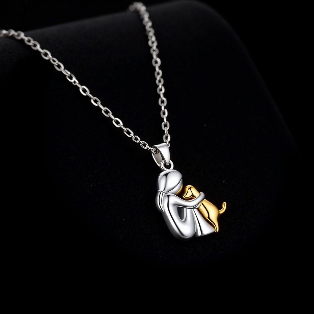 Collar colgante abrazo con pendientes a juego