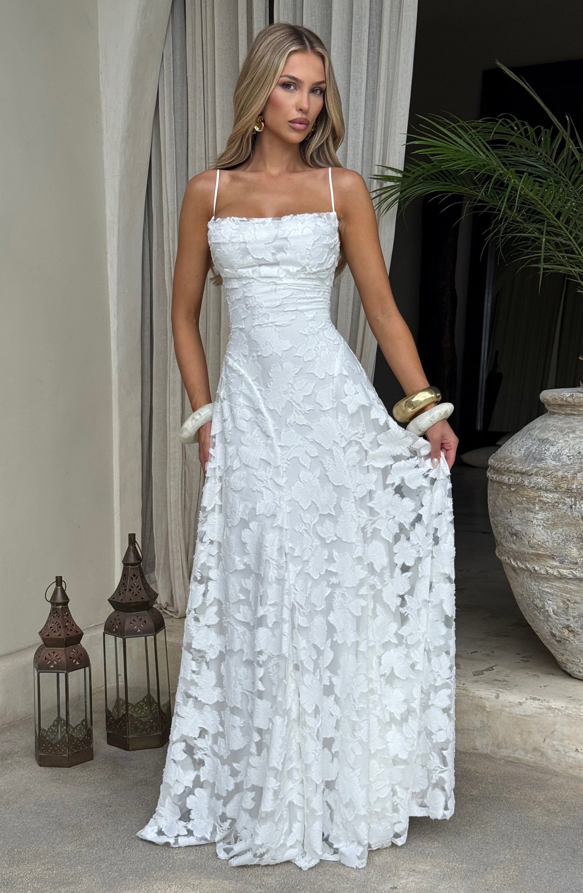 Vestido largo Francis - Marfil — vista 3
