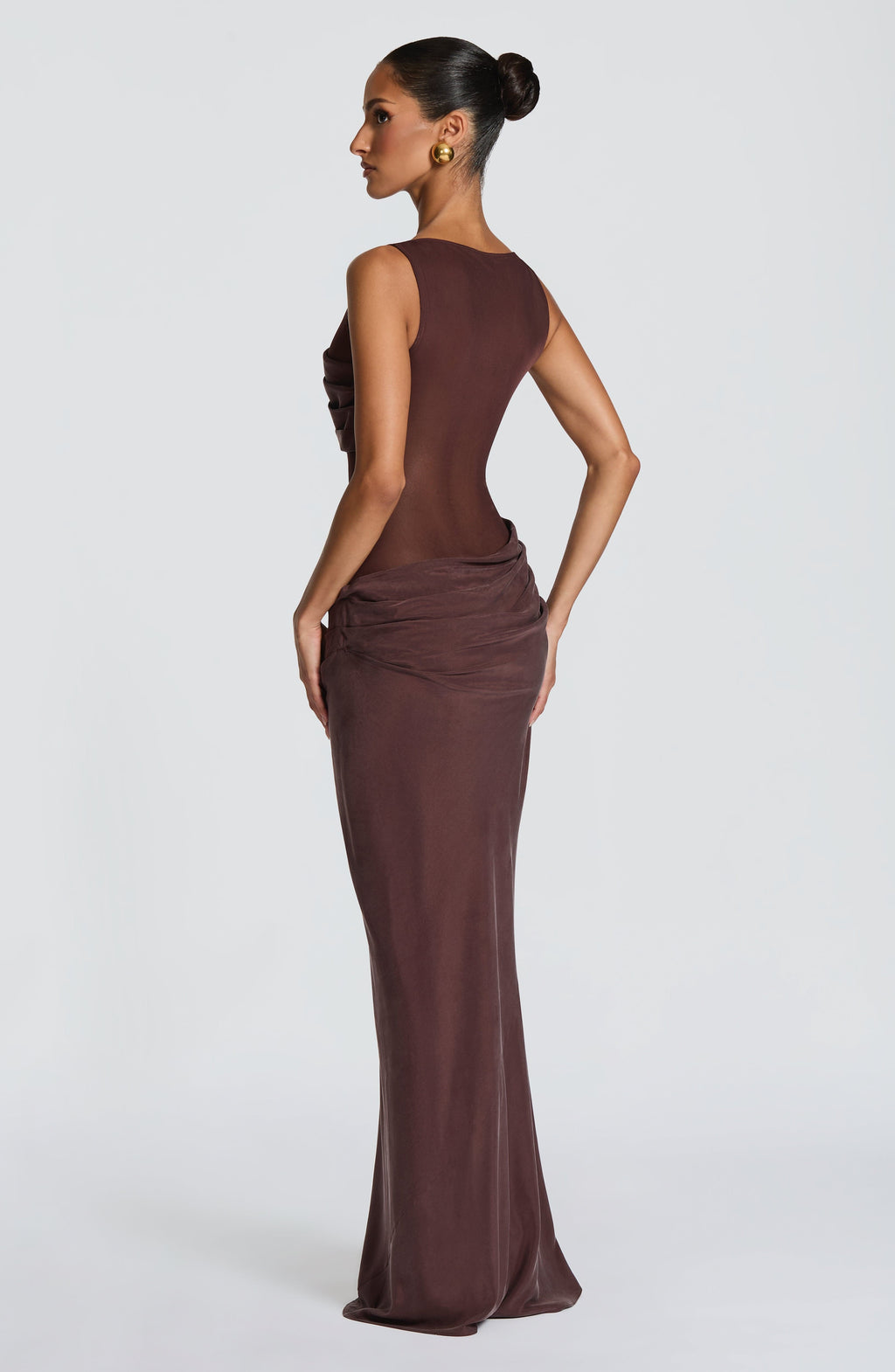 Vestido largo Gracelyn - Marrón ciruela