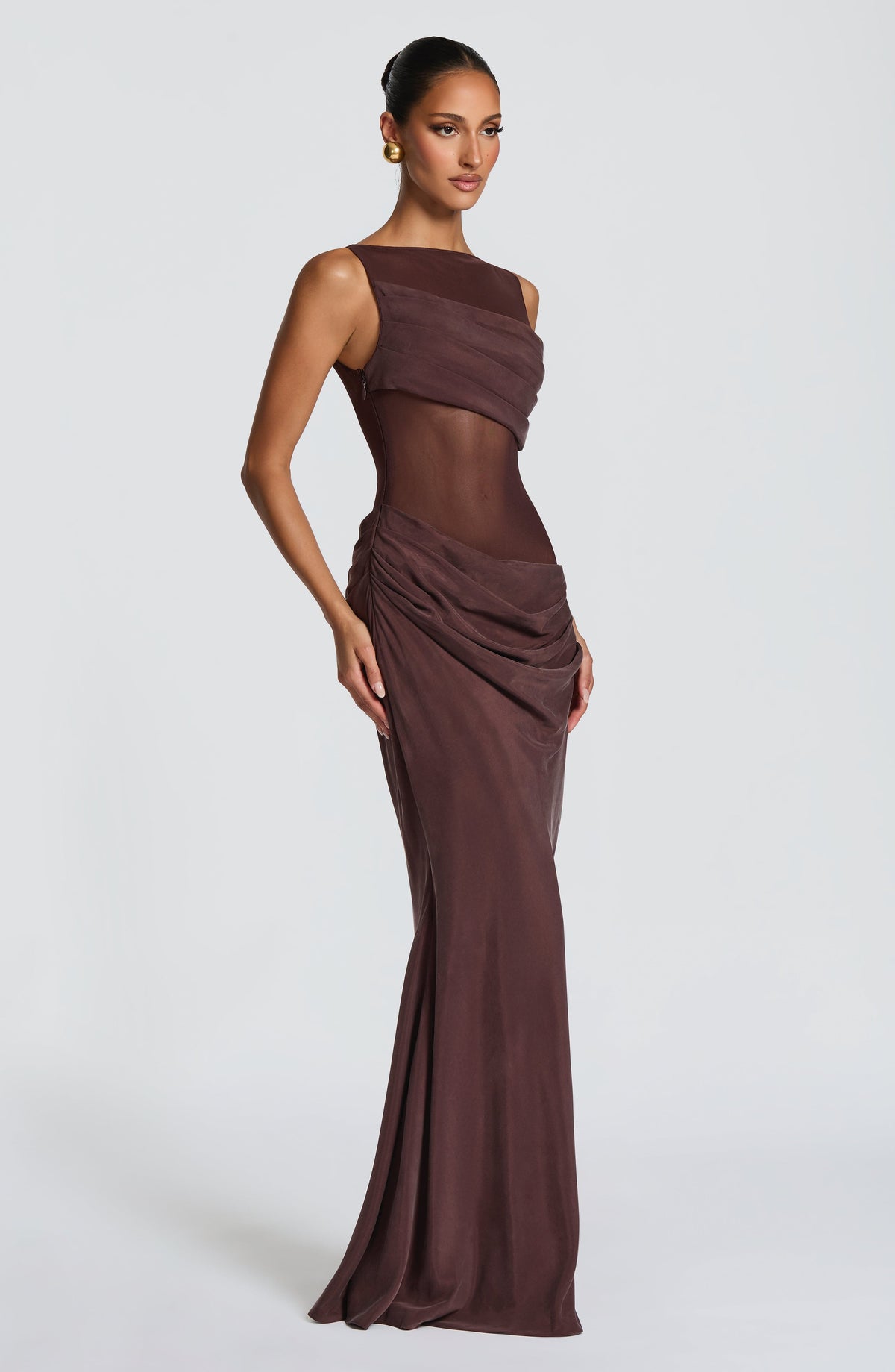Vestido largo Gracelyn - Marrón ciruela — vista 5