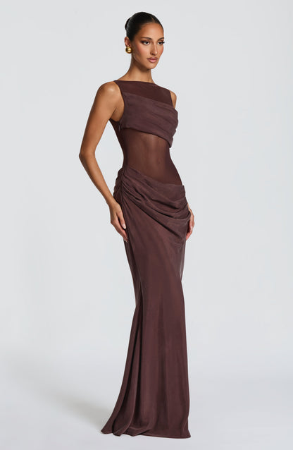 Vestido largo Gracelyn - Marrón ciruela — vista 5