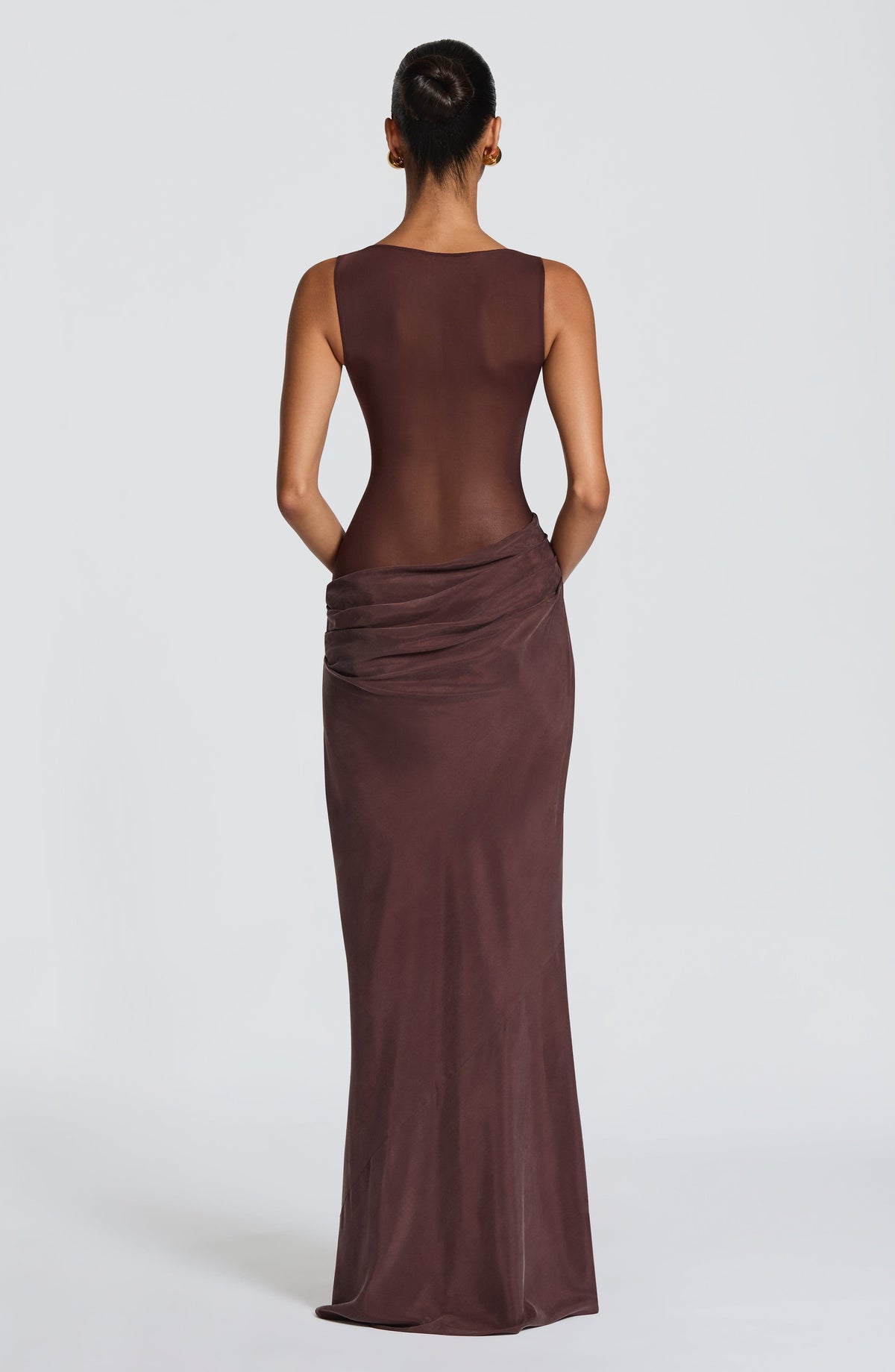 Vestido largo Gracelyn - Marrón ciruela — vista 3