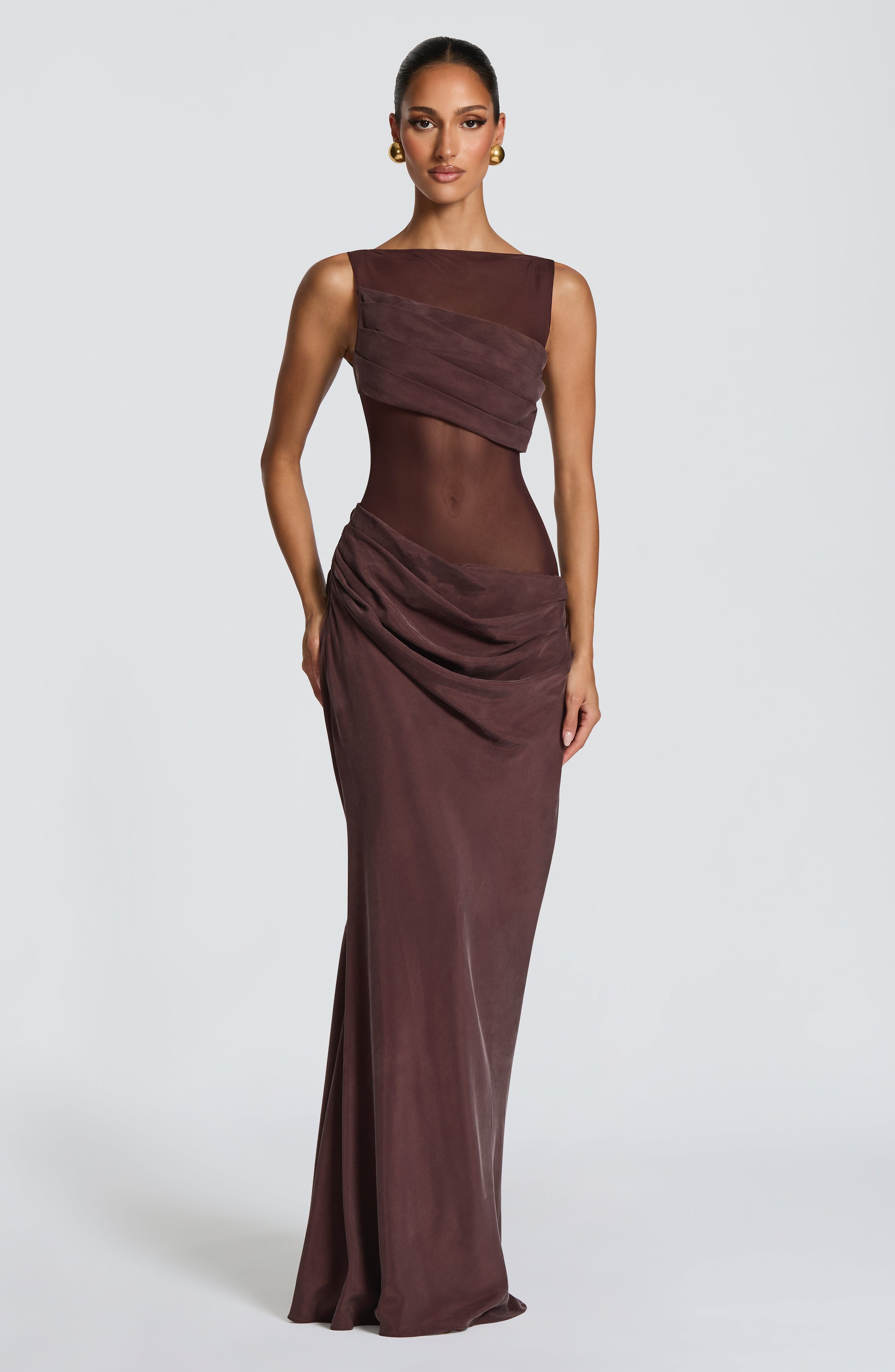 Vestido largo Gracelyn - Marrón ciruela