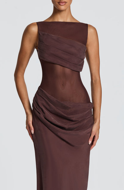 Vestido largo Gracelyn - Marrón ciruela — vista 4