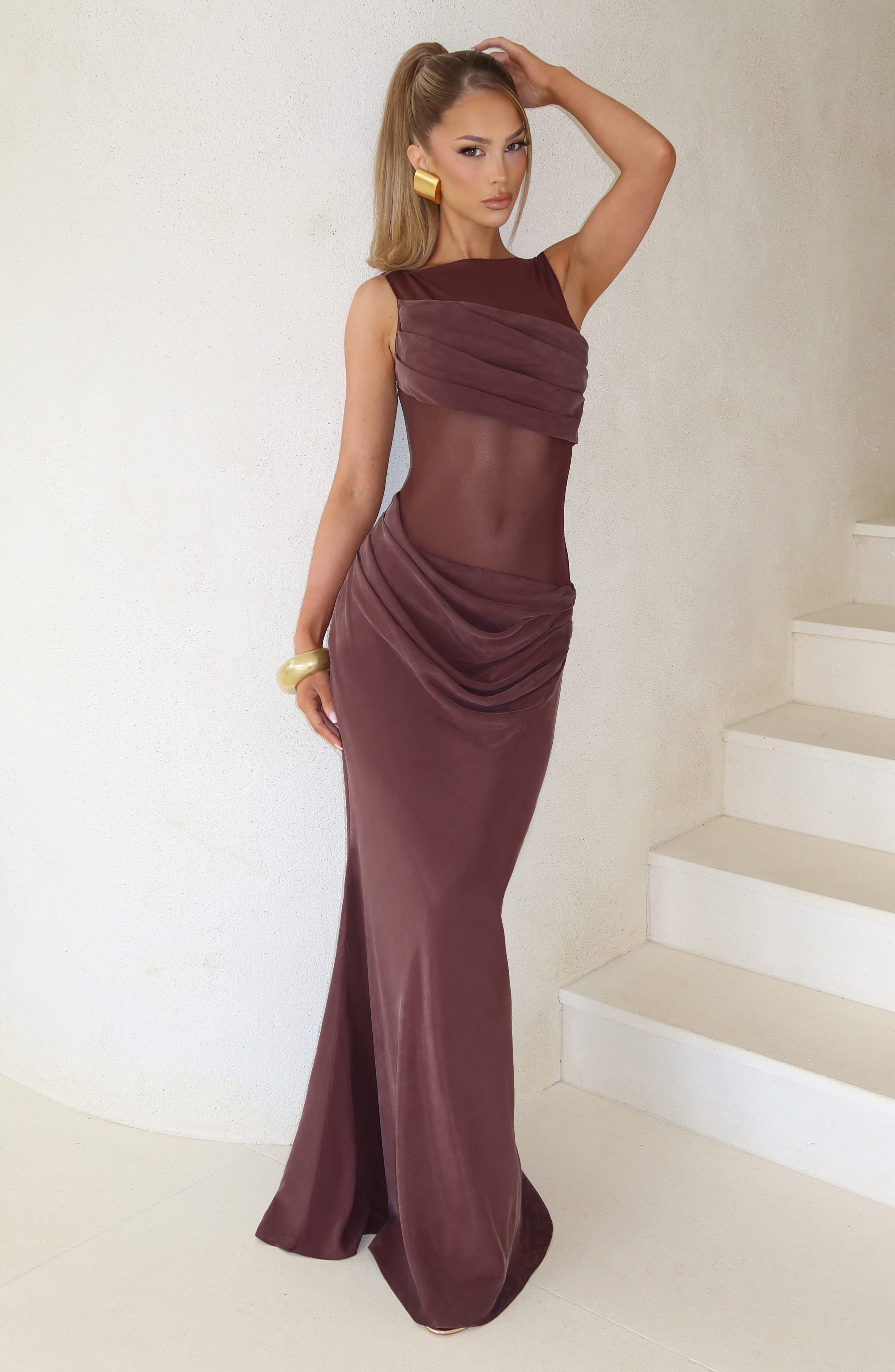 Vestido largo Gracelyn - Marrón ciruela