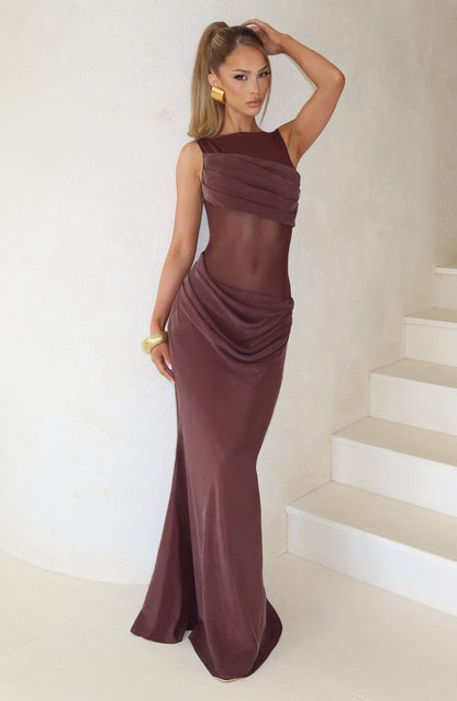 Vestido largo Gracelyn - Marrón ciruela — vista 7