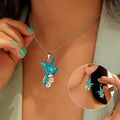 Collar de colibrí en plata con pendientes
