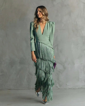 Vestido midi con flecos Alessia
