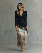 Vestido midi con flecos Alessia