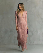 Vestido midi con flecos Alessia