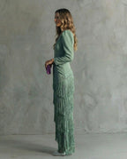 Vestido midi con flecos Alessia
