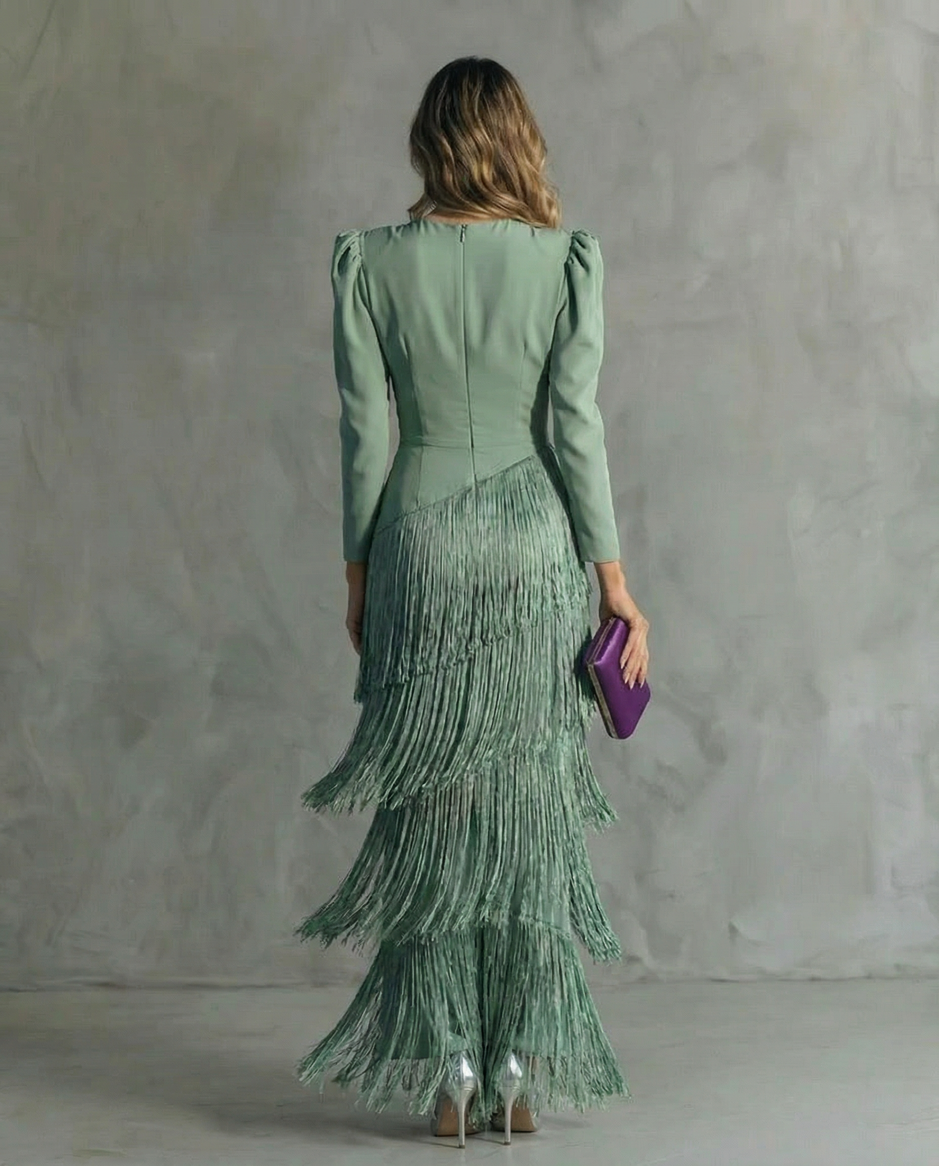 Vestido midi con flecos Alessia