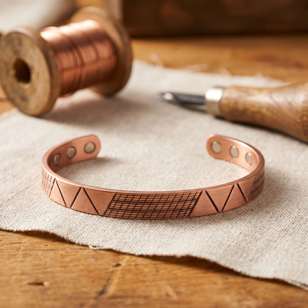 Pulsera de cobre geométrica