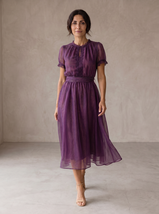 Vestido largo de gasa Flavia