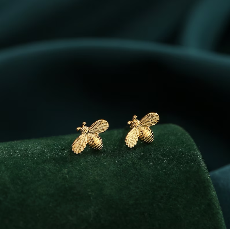 Pendientes vintage de abeja en oro