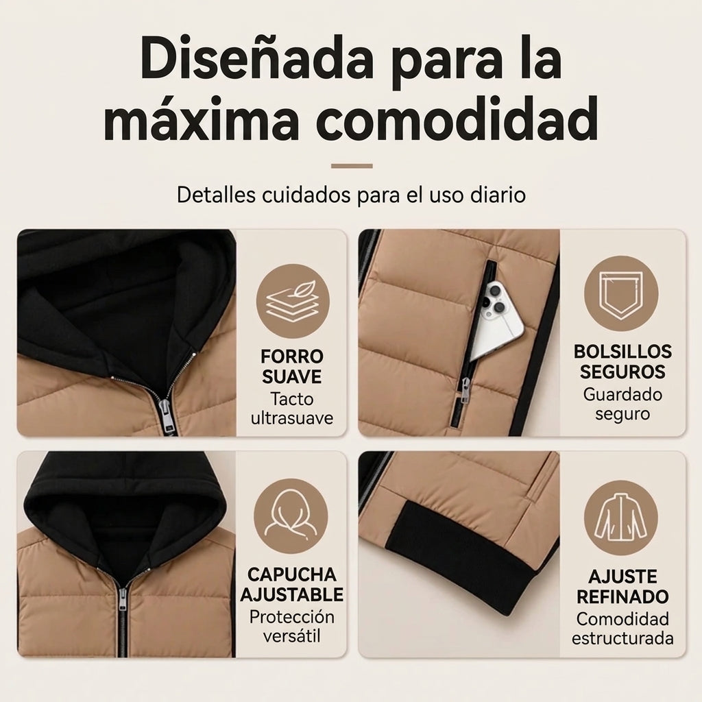 Noa | Chaqueta acolchada con capucha color block